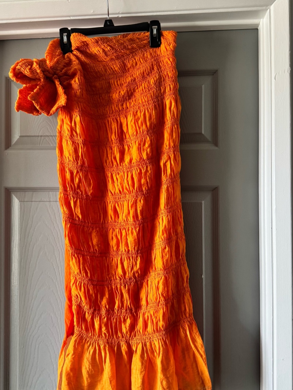Hanifa Orange Cotton Blend Dress with Pink Label